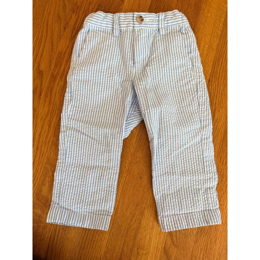 Janie and Jack Boys Blue Seersucker Pants 18–24 Months Adjustable Waist